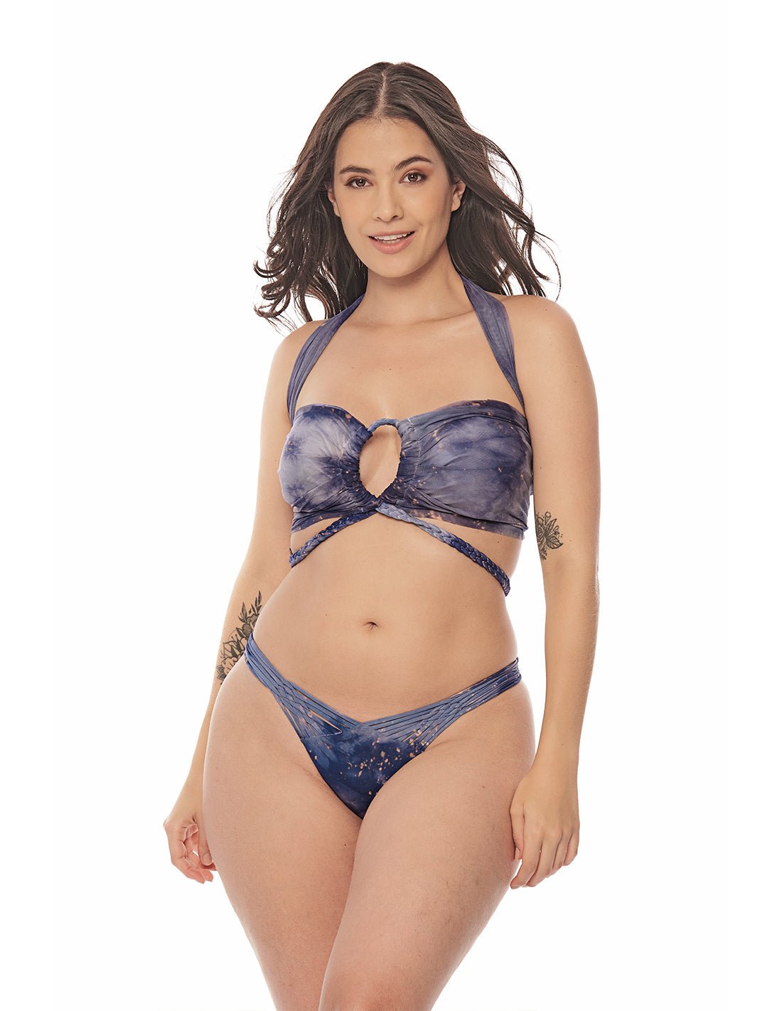 Top Hydra Gris Coral. Bikini Top Teñido A Mano Color Gris Coral. Entreaguas