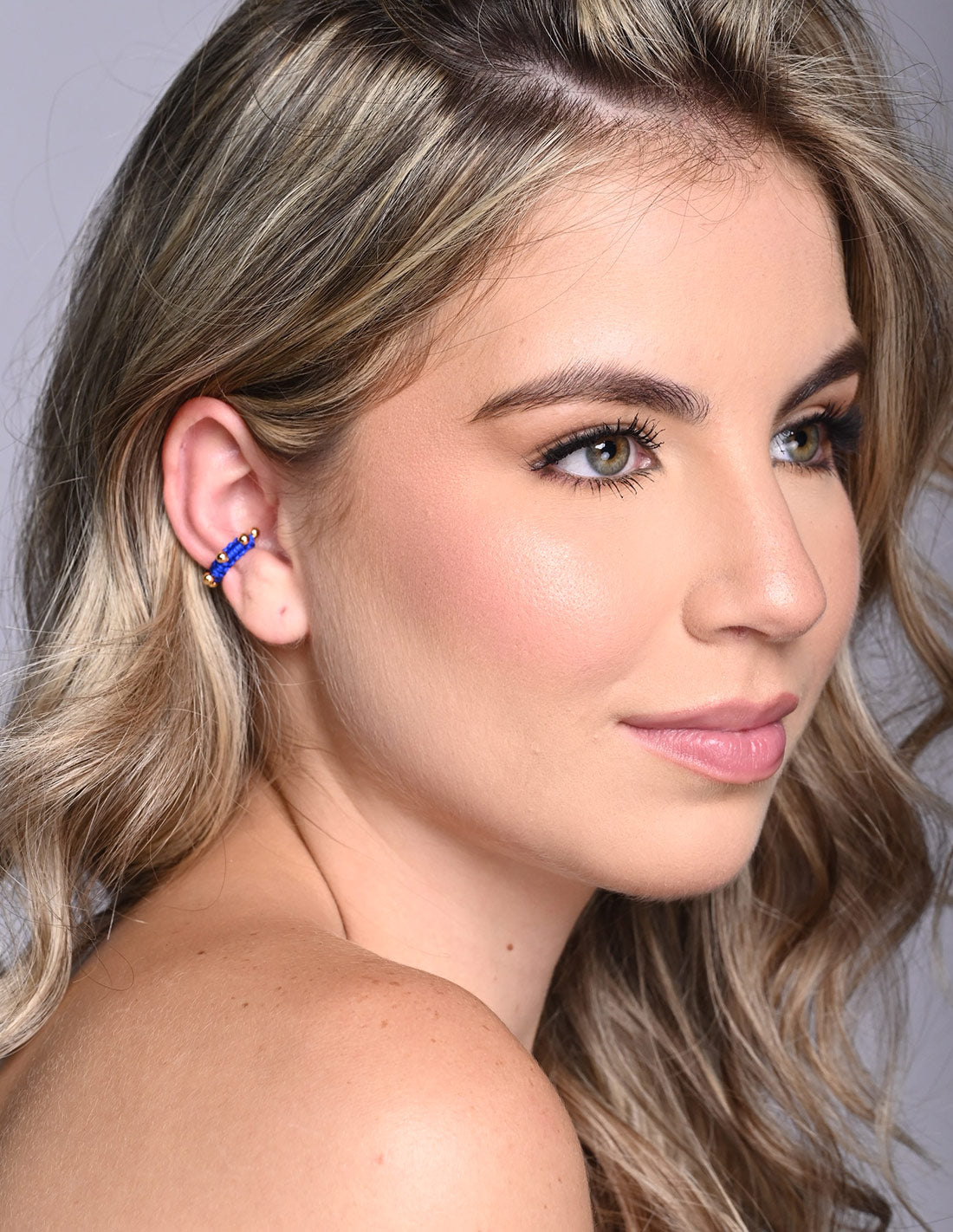 Ear Cuff Luna Lunera Azul Rey