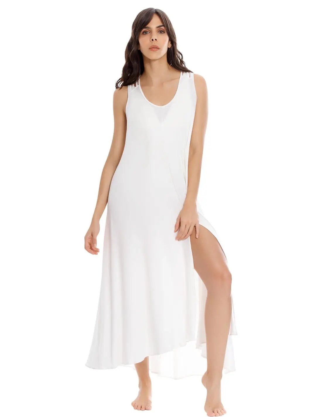 Vestido Espejo De Venus. Vestido Color Marfil. Entreaguas