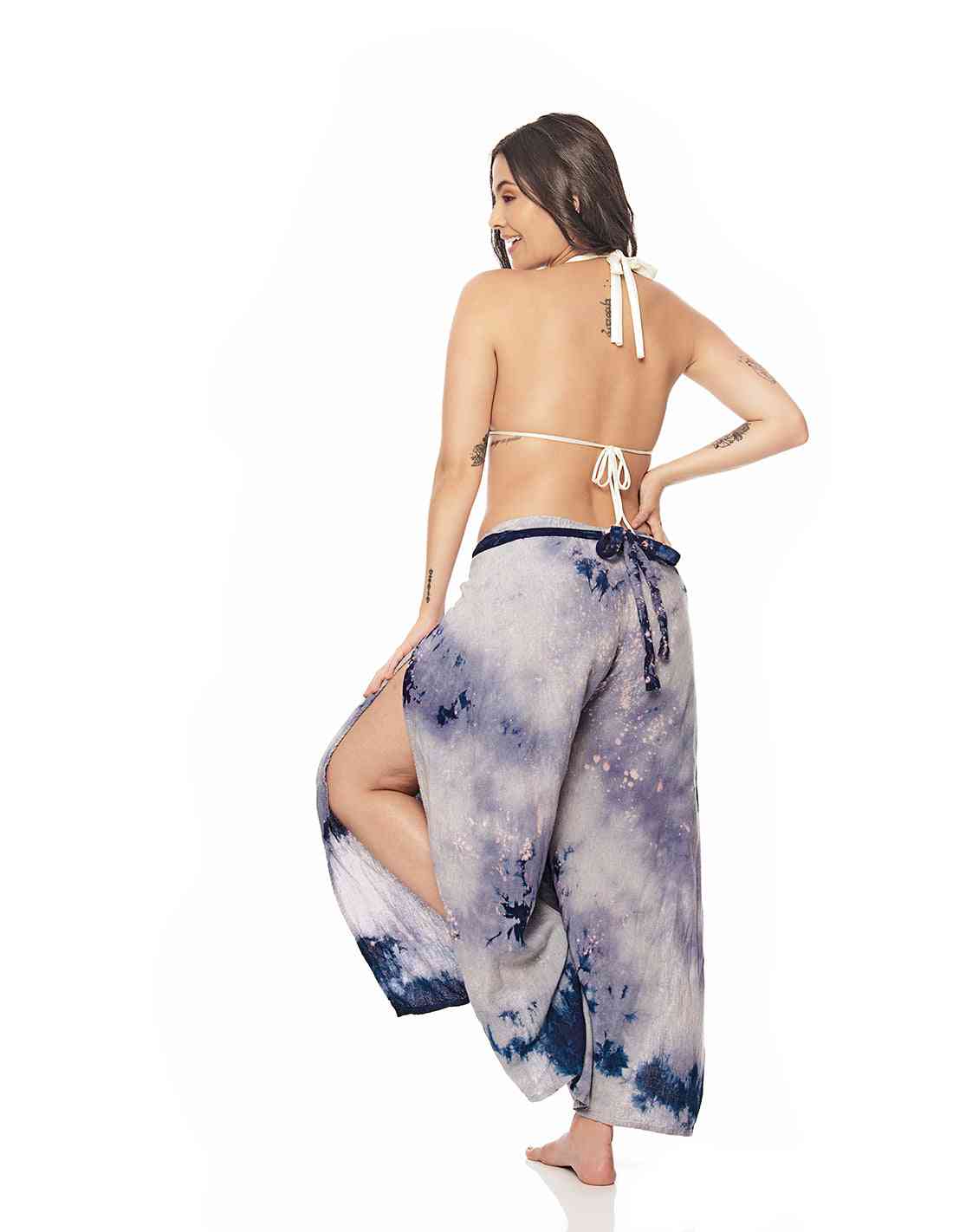 Pantalón Air Gris Coral. Pantalón De Playa Teñido A Mano Color Gris Coral. Entreaguas