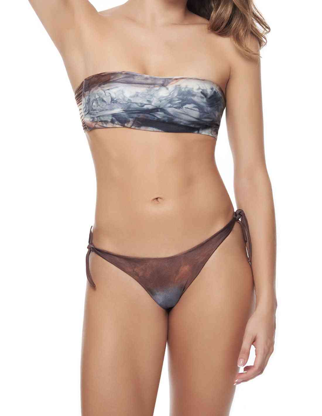 Panty Mountain Heart Gray. Panty De Bikini Teñido A Mano Color Heart Gray. Entreaguas