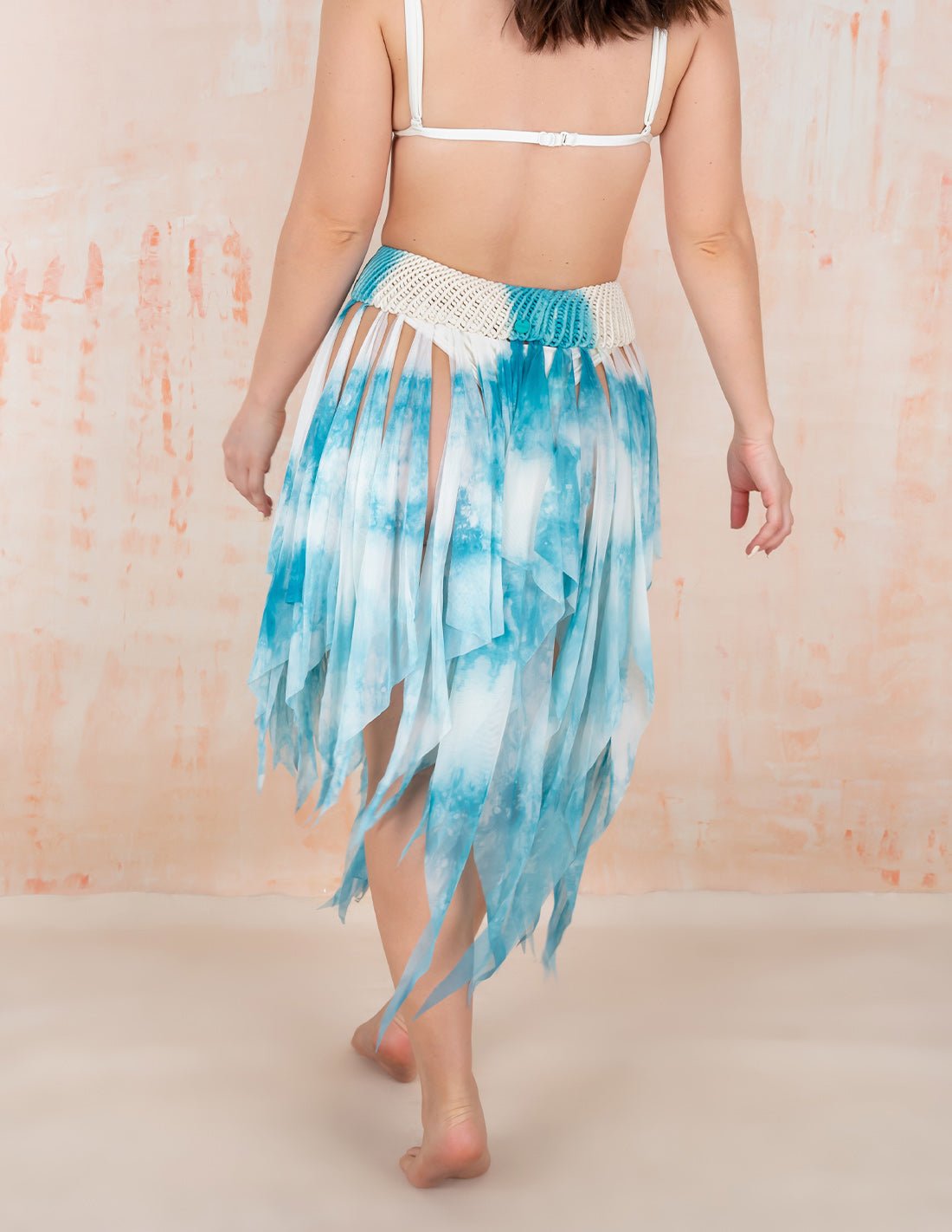 Falda Corta Rem Azul Petroleo - Entreaguas Wearable Art