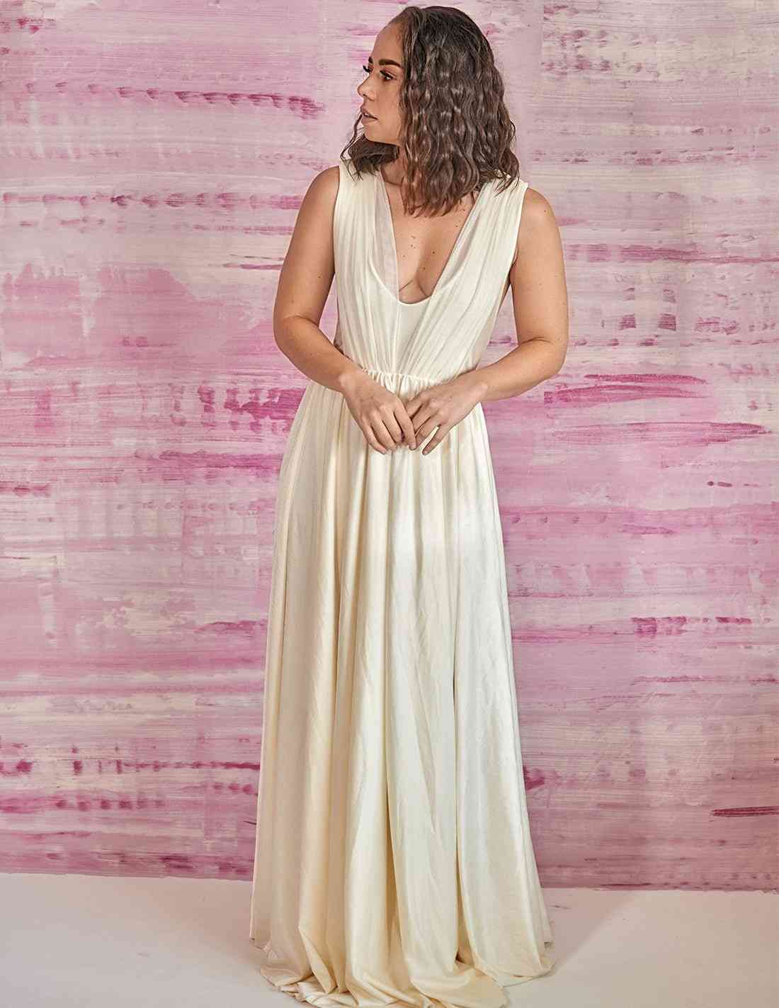 Vestido Big Bang Marfil. Vestido Con Macramé Color Marfil. Entreaguas